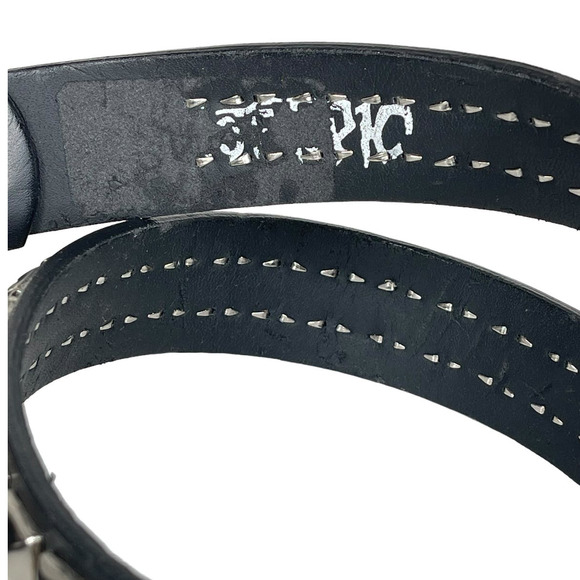 Hot Topic Two Row Pyramid Stud Belt Black with Silver Tone Studs Size 32 - Picture 3 of 10